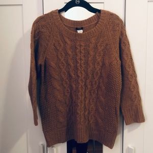 J Crew Crewneck cable knit sweater in camel